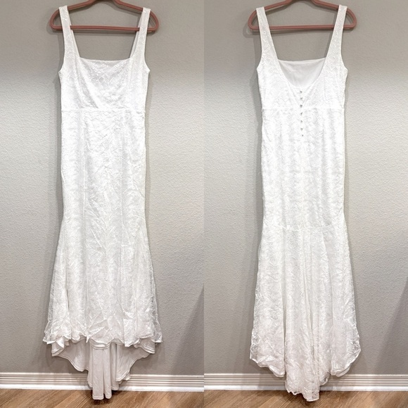 Size L Lulus Eternal Happiness White Lace Square Neck Mermaid Maxi Dress - Picture 5 of 10